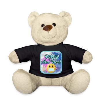 Happy New Year, colorful theme. - Teddy Bear - black - Front