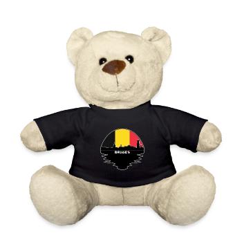 Bruges Belgique Drapeau Skyline Voyage Silhouette - Nounours - noir - Devant