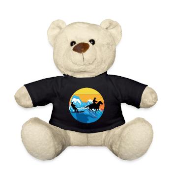 Pferd Surfen Wakeboarding Wasserski Retro - Teddy - Schwarz - Vorne