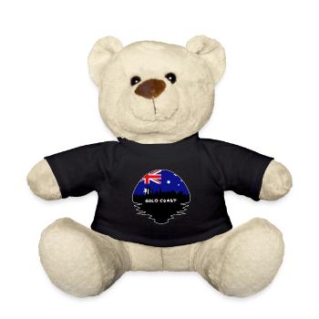 Gold Coast Australia Flag Skyline Silhouette Trave - Teddy Bear - black - Front