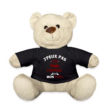 j peux pas j ai chasse avec mon papa - Nounours - noir - Devant