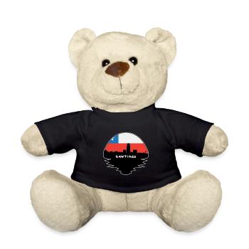 Santiago Chile Flagge Skyline Silhouette Reisen - Teddy - Schwarz - Vorne