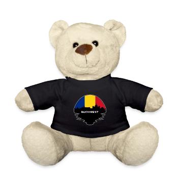 Bucharest Romania Flag Skyline Silhouette Travel - Teddy Bear - black - Front