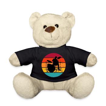 Drum Kit Drumming Women Percussionist - Teddy Bear - black - Front