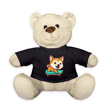 Skateboard Dog Cute Skateboarding Doggy Canine - Teddy Bear - black - Front