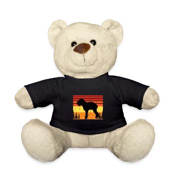 Griffon Bruxellois Dog Silhouette Retro Sunset - Nounours - noir - Devant