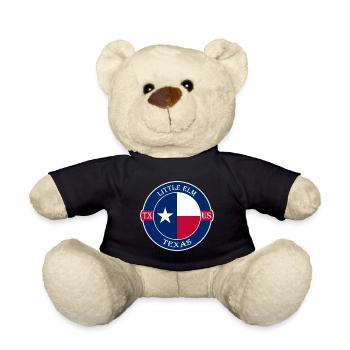 Little Elm Texas Flag USA Travel Souvenir Badge - Teddy Bear - black - Front