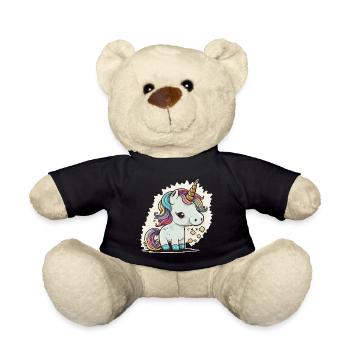 Licorne colorée douce mignonne bande dessinée bande dessinée - Nounours - noir - Devant