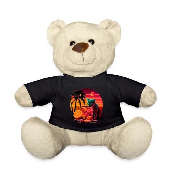 Funny cat drinks cocktail Cat lover - Teddy Bear - black - Front