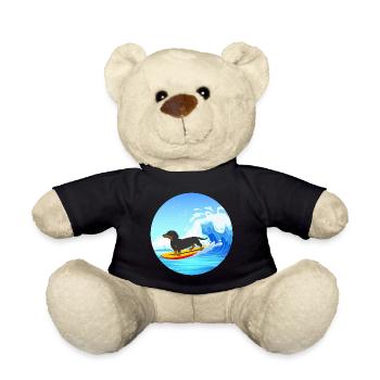 Dackelbesitzer Strand Hund Surfen Surfbrett Surfer - Teddy - Schwarz - Vorne