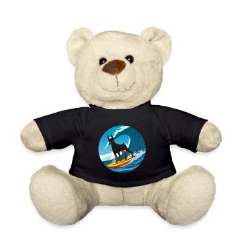 Dobermann propriétaire chien surf mer vagues - Nounours - noir - Devant