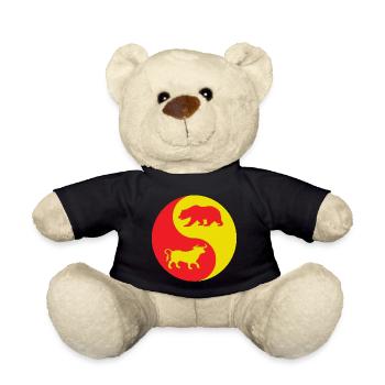 Taureau Yin Yang et ours rouge et jaune - Nounours - noir - Devant