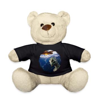 Flying saucers and aliens in camera - Teddy Bear - black - Front