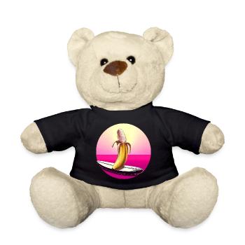Surfing Banana Sunset - Teddy Bear - black - Front
