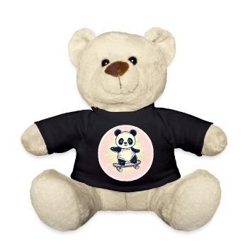 Skateboard panda in sunset - Teddy Bear - black - Front