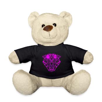 Pink tiger geometric line art design - Teddy Bear - black - Front
