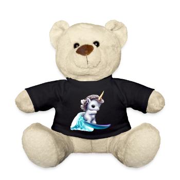 Einhorn auf Surfbrett - Teddy - Schwarz - Vorne