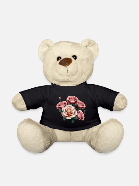 Rose flowers - Realism - Teddy Bear - black