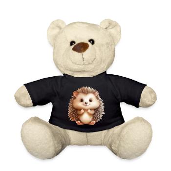 Cute sitting hedgehog - Teddy Bear - black - Front