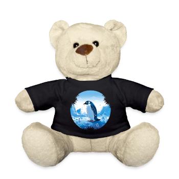 Pinguin mitten in Plastikmüll - Teddy - Schwarz - Vorne