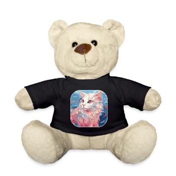 Buntes Aquarellglas der amerikanischen Curl-Katzenrasse - Teddy - Schwarz - Vorne