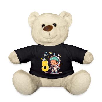 5e anniversaire du petit astronaute - Nounours - noir - Devant