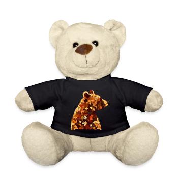 Ours d’automne: conception colorée du feuillage et des feuilles - Nounours - noir - Devant