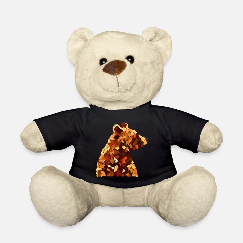 Herbstlicher Bär: Buntes Laub und Blätter Design - Teddy - Schwarz