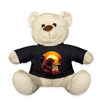 Bär isst Honig im Sonnenuntergang - Teddy - Schwarz - Vorne