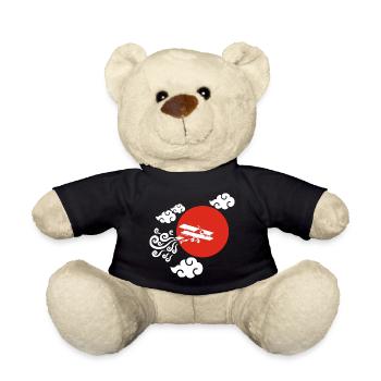 Weißes Flugzeug und rote Sonne - Teddy - Schwarz - Vorne