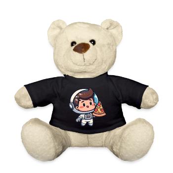 Astronaut with pizza - Teddy Bear - black - Front