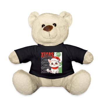 Cat Christmas Merry Meowy Catmas Ugly Cute - Teddy Bear - black - Front