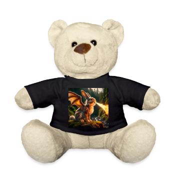 Feuerspeiender Hase Drache #22 - Teddy - Schwarz - Vorne