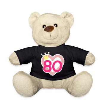 80th Birthday Princess Crown - Teddy Bear - black - Front