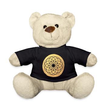 Yoga Circle Ornament Meditation Gold om Namaste - Teddy Bear - black - Front