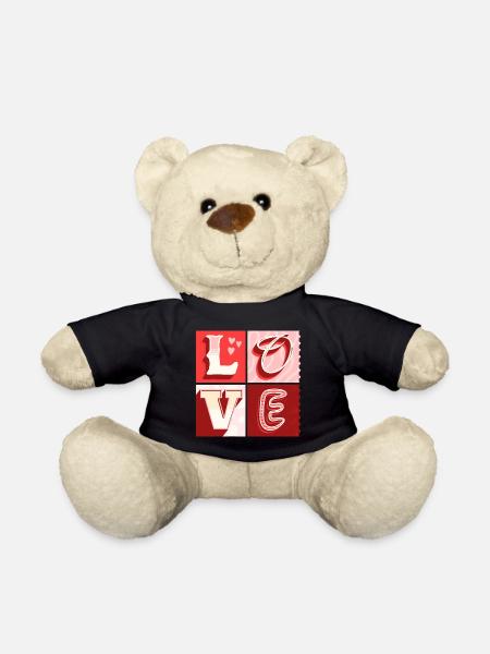 Love Love Scripture Heart Partner Couple In Love - Teddy Bear - black