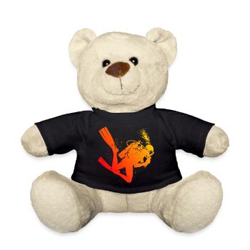 Diver Free Dive Diving Diver Women's Scuba Diving - Teddy Bear - black - Front