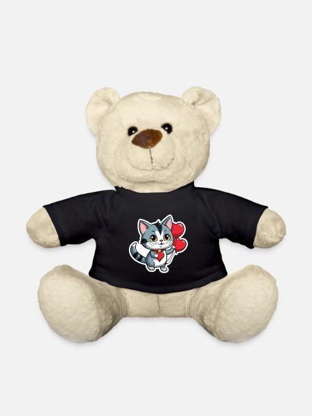 Katze Herz - Valentinstag - Teddy - Schwarz