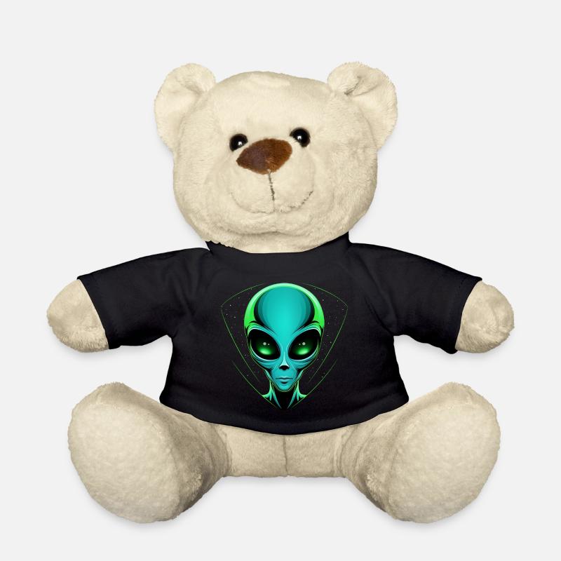 Grüner Alien Kopf – Außerirdische UFO Weltall - Teddy - Schwarz