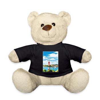 Plymouth England Vintage Travel Poster Souvenir - Teddy Bear - black - Front