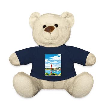 Plymouth England Vintage Travel Poster Souvenir - Teddy Bear - french navy - Front