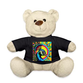 Pfau Pop Art - Teddy - Schwarz - Vorne