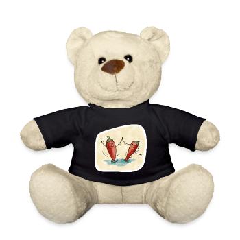 Chili Peppers Dancing Tango - Teddy Bear - black - Front