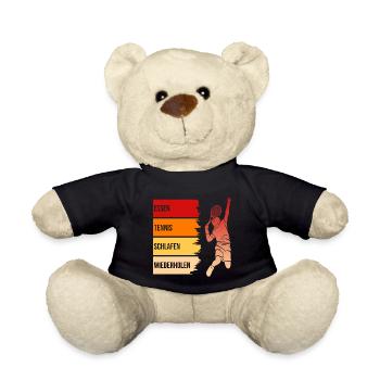 Essen, Tennis, Schlafen, Wiederholen - Teddy - Schwarz - Vorne