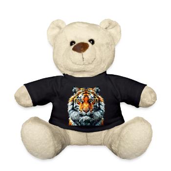 Geometric Lion Head Art Print - Teddy Bear - black - Front
