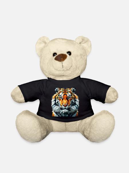 Geometric Lion Head Art Print - Teddy Bear - black