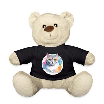 British Shorthair Watercolor - Teddy Bear - black - Front