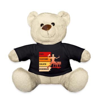Essen - Tischtennis - Schlafen - Wiederholen - Teddy - Schwarz - Vorne