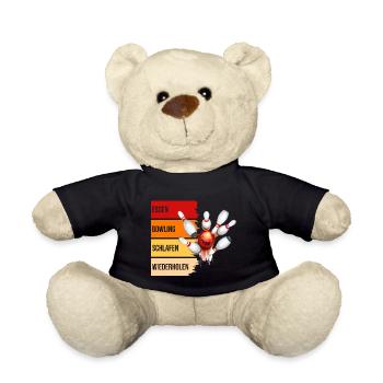 Essen - Bowling - Schlafen - Wiederholen - Teddy - Schwarz - Vorne