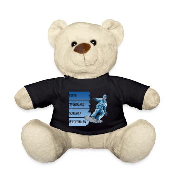 Essen - Snowboard - Schlafen - Wiederholen - Teddy - Schwarz - Vorne